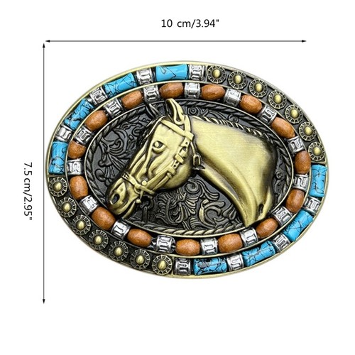 Cool Engraving Horse Head Antique Belt Buckles Filigree Gift for Father Teacher - Picture 7 of 8