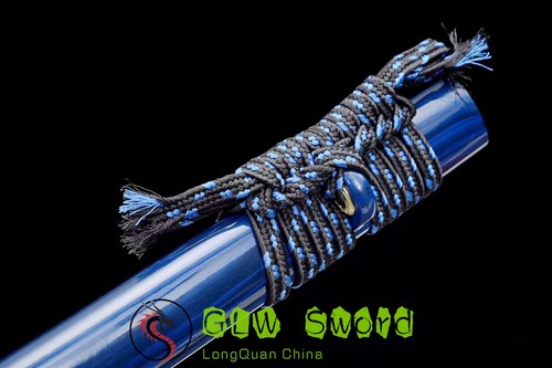 Fully Blue High Manganese Steel Katana Full Tang Sharp Knife Japan Samurai Sword - Bild 4 von 10