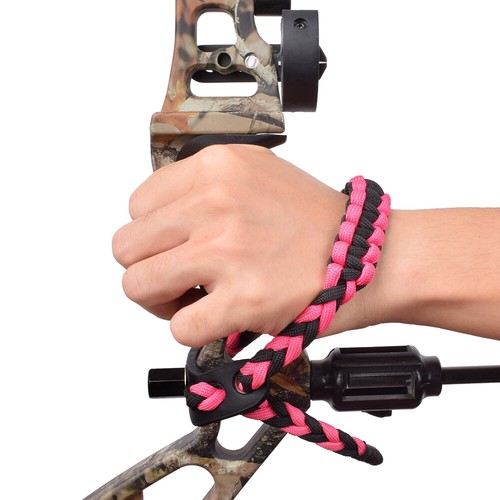 Fiocco Paracord Polso Imbracatura Rosa e Nero Colorato Durevole per Fiocchi Composti NUOVO - Foto 8 di 11