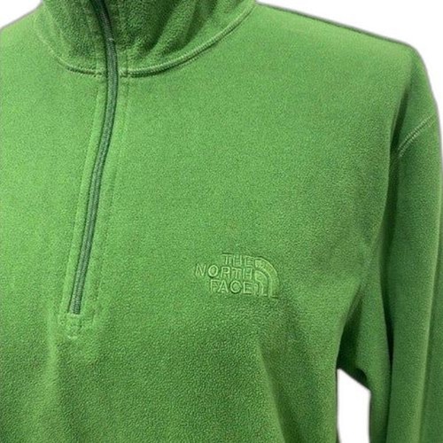 The North Face Men’s Medium Fleece Sweatshirt Green High Neck Long Sleeve - Picture 3 of 7