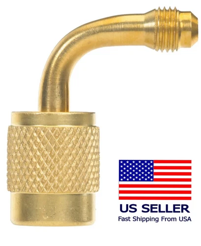 Low Loss Fitting 90° x 1/4" SAE , Anti-Blowback Fitting, Shut-Off. NEW!