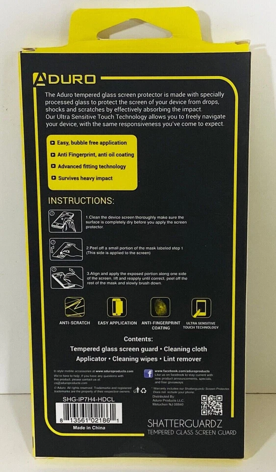 Aduro Shatterguardz iPhone 7 закаленное стекло протектор экрана / совершенно новый в коробке - Изображение 4 из 4