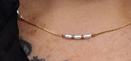 18" vintage 90's gold tone necklace with imitation rice pearls - 第 1/2 張圖片