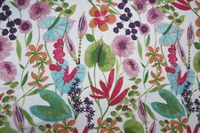 HARLEQUIN CURTAIN FABRIC DESIGN "Nalina" 3 METRES FLAMINGO/PAPAYA/LOGANBERRY