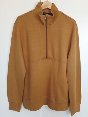 Bugatchi - Sweat Halb Zip Baumwolle Und Modal Dijon Senf L - Neu Etikett