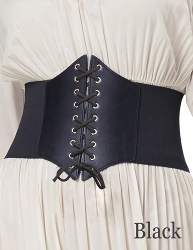 Women's Front Tied Extra Wide Corset BeltS Coffee - Picture 6 of 7