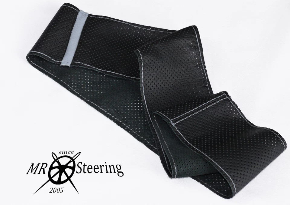 PARA MAZDA 3 MK1 2003-2009 CUBIERTA VOLANTE CUERO PERFORADO + CORREA GRIS Foto 4 de 4