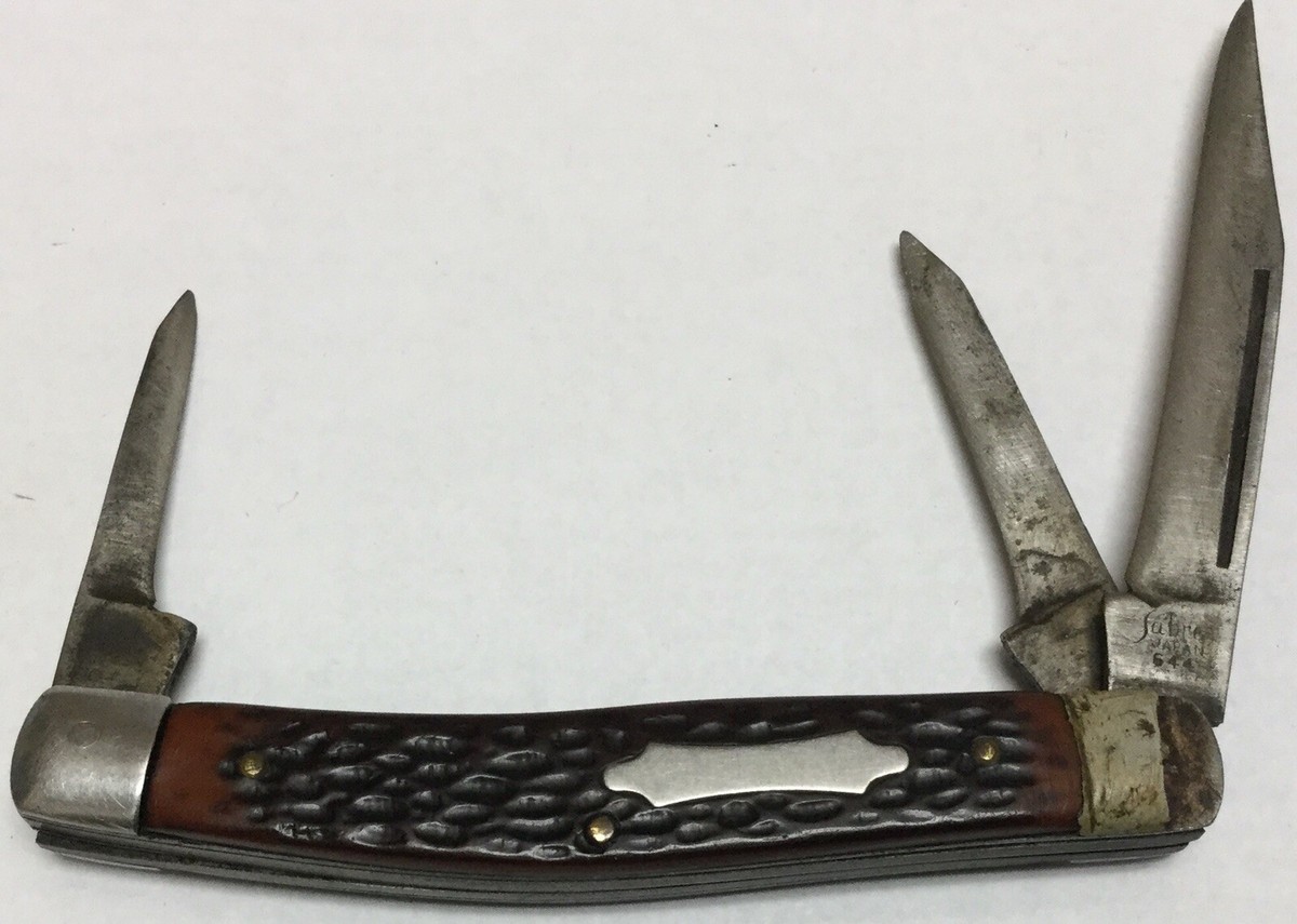 Vintage Sabre Japan 644 Folding 4” 3 Blade Stockman Pocket Knife