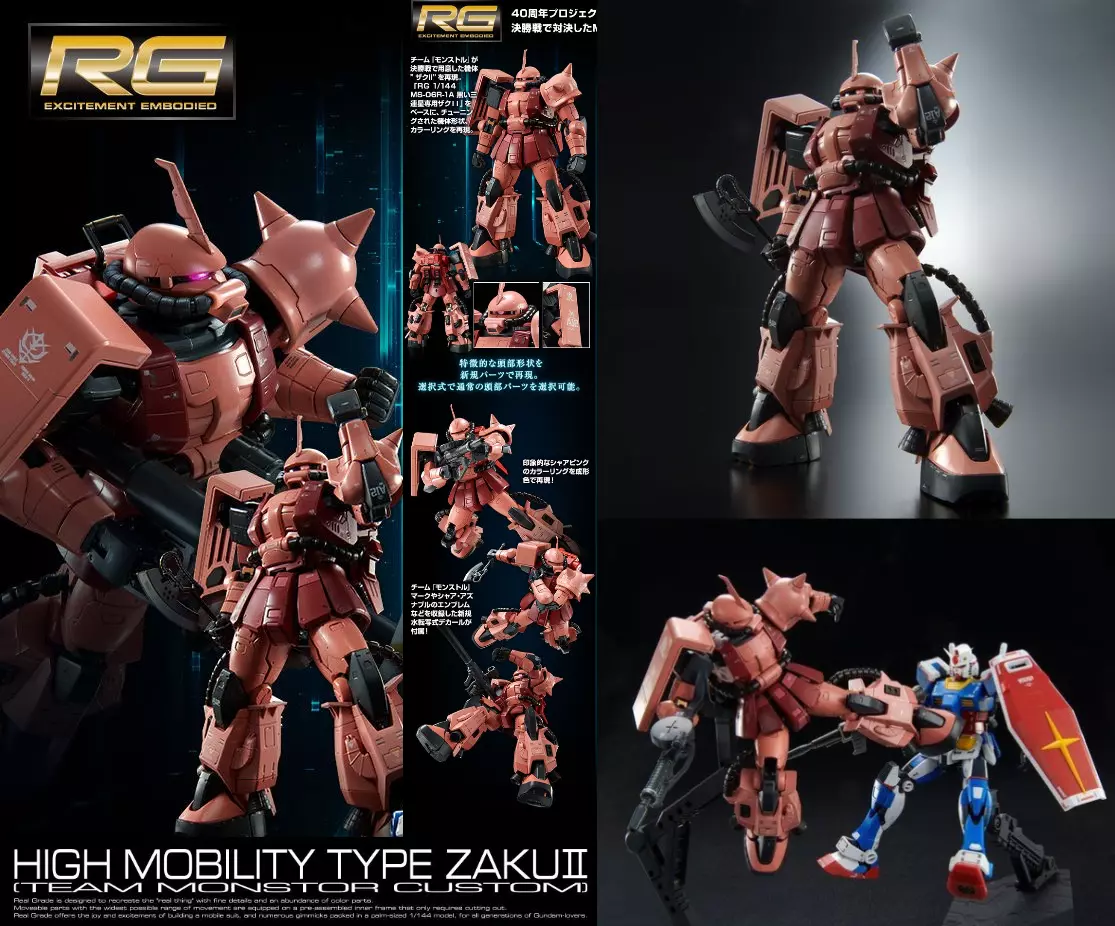 P-Bandai RG 1/144 High Mobility Type Zaku II(Team Monstor Custom) Gumdam  Instock