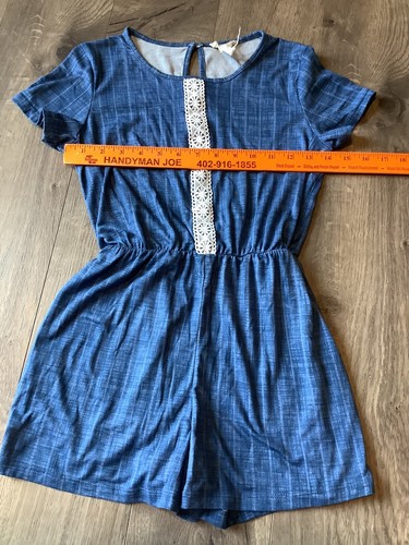 ShoSho Youth Girls Romper Short Sleeve Top Shorts Size 12 Blue Comfort One Piece - Picture 9 of 11