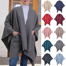 Women's Warm Shawl Wrap Cape Winter Cardigan Sweaters Open Front Poncho New
