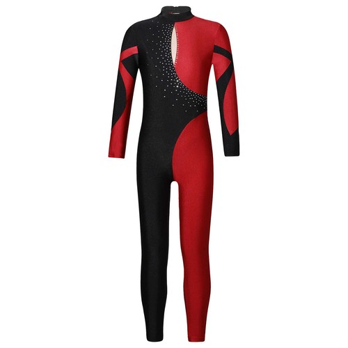 UK Kids Girls Catsuit Full Body Jumpsuit Sports Leotard Shiny Activewear Unitard - Picture 14 of 100
