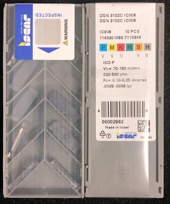 ISCAR DGN 3102C IC908 ** 10 INSERTS **Brand New **