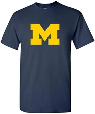 Primary Logo University of Michigan Wolverines Licensed Mens T-Shirt Unisex Tee