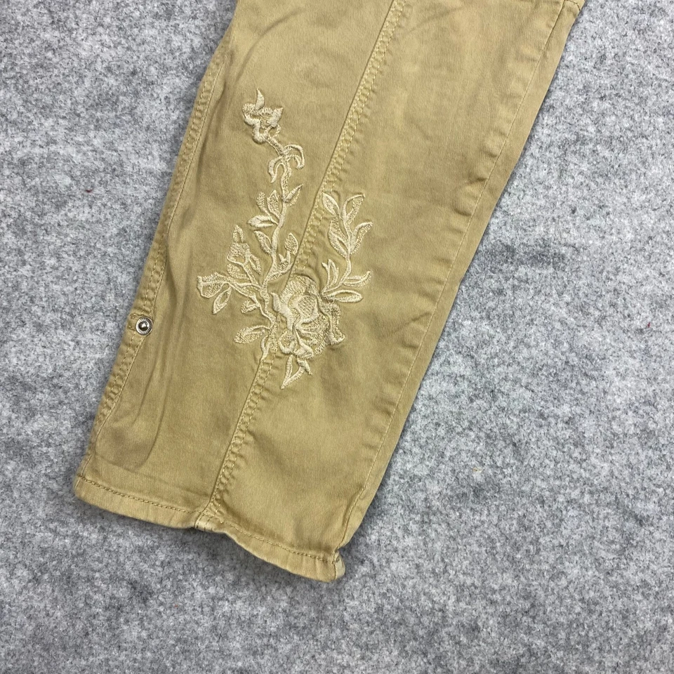 Calça White House Black Market feminina 8 bordada aba fileira y2k bronzeada hippie boho - Imagem 3 de 4