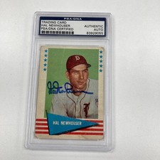 1961 Fleer Hal Newhouser #66 Signed Baseball Card Auto PSA DNA