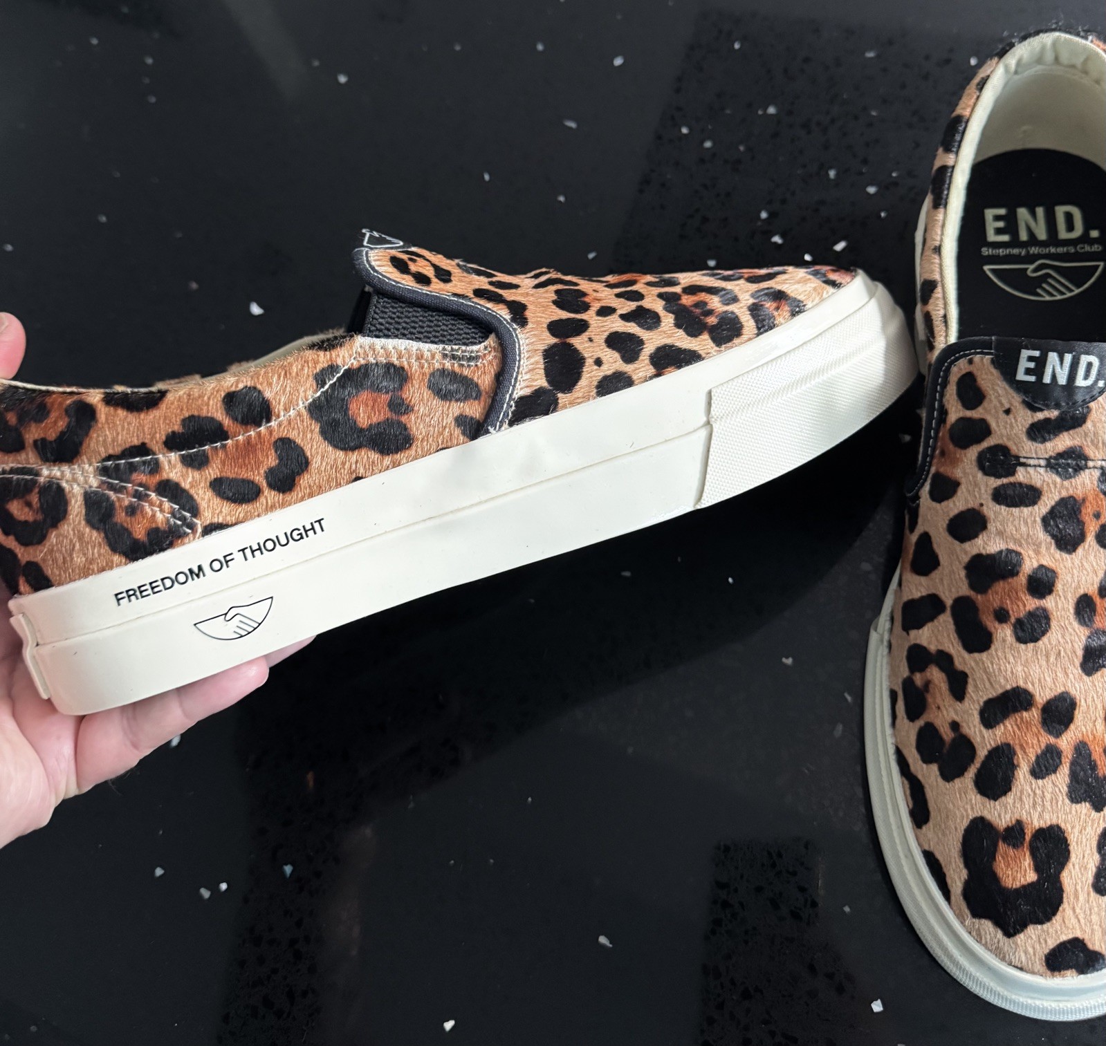 STEPNEY WORKERS CLUB Giallo X FINE. Pony Leopard US12 UK11 EU45 nuovo allenatore