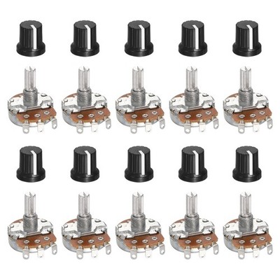 10 Pcs 100K Ohm Rotary Potentiometer WH138 Variable Resistor with 15x15mm Knob