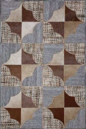 Handcrafted Leather Carpet area Rug Cowhide Patchwork Leather Rug For Home 6x9 - Picture 1 of 5