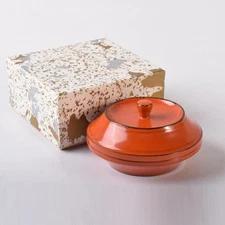 Japanese Negoro Lacquer Kogo Incense Container Tea Ceremony Lidded Box