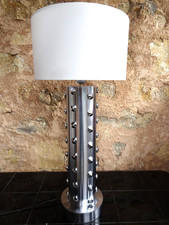 Rare lampe design en aluminium brossé - Années 70 - Space age - vintage