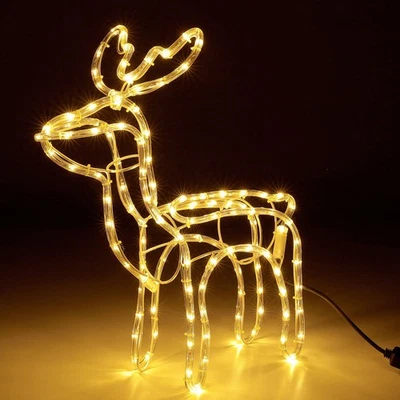 HONGU Renna Luminosa Di Babbo Natale Led per Esterno Cervo Natale Bianco Caldo
