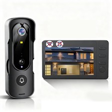 Video Doorbell Camera -Wireless 1080P HD Security with 4.3" Screen , No WiFi/...