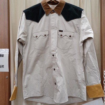 TOGA PULLA×LEE Western Shirt S Ivory/Black Cotton Casual Blue