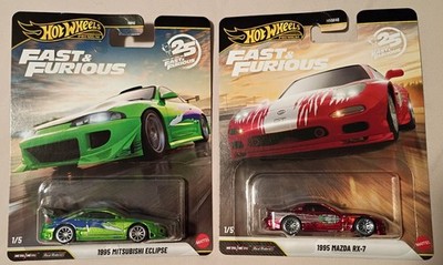Hot Wheels 2026 Premium Fast & Furious CHASE 1995 Mazda RX-7 & Eclipse, Lot Of 2