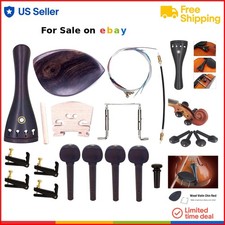 Violin Accessories Kit Ebony Full Size Bridge Tailpiece Tuning Pegs Strings