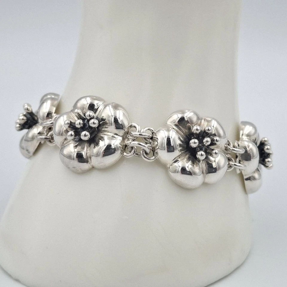 Forro Flor Hibisco Hinchado 7" Plata de Ley 925 CII México De Colección (CP4008033) Foto 3 de 4