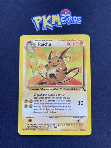 Pokemon TCG Raichu Fossil 29/62 Regular Rare LP.