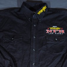 Wrangler NFR Rodeo Shirt Mens XL Black Western Button Up Las Vegas 2017 Spellout