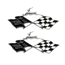 2pc Chrome Black Cross Flag Emblem Quarter Panel Badge For 1961 Impala 2pc Chrome Black Cross Flag Emblem Quarter Panel Badge For 1961 Impala