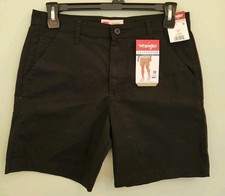 Wrangler Men's SIZE 32 Regular Fit Flat Front Shorts BLACK Above Knee 7" 10725
