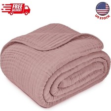 Muslin Blanket for Adults Queen 90" x 90" - 6 Layer Soft, Breathable Lightweight