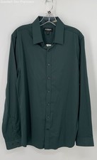 NWT Express Men's Green Long Sleeve Point Collar Button-Up Dress Shirt Size M