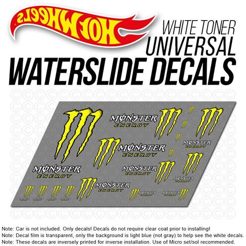 1/64 Scale MONSTER Custom White Toner Universal WaterSlide Decal for Hot - Picture 17 of 24