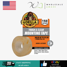 Gorilla Tough  Clear Double Sided Mounting Tape, Clear Tape, 1" x 150"