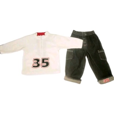 Baby Jungen Alter 23 Monate Jeans & Fleece Set schwarz Denim weich Reißverschluss Ausschnitt Oberteil