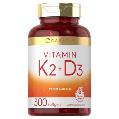 Vitamina K2 + D3 | Complejo Potente | 300 Cápsulas | Suplemento Sin Gluten