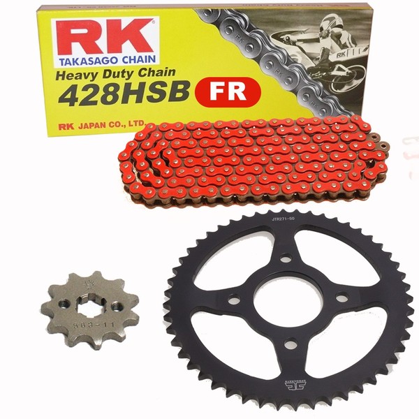 Kettensatz Geeignet FüR Kawasaki KLX 125 10-14 Kette RK FR 428 HSB 124 Offen-image