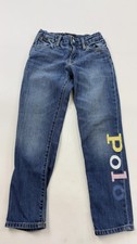 Polo Ralph Lauren Jeans Youth M 8-10 Blue Straight Denim Elastic Waist POLO Logo