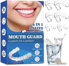 Mouth Guard for Teeth Grinding & Clenching Night Use + 12 Cleaning Tablets
