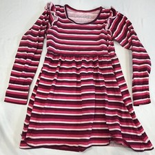 Girls Striped Knit Dress Long Sleeve Fit Flare Red Pink Size 5 Est