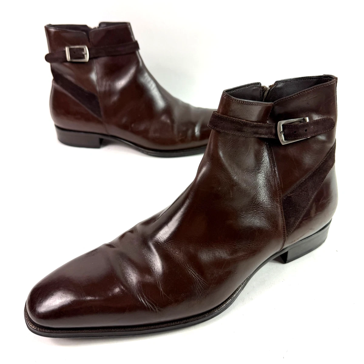 Mezlan Enzo Brown Leather Chukka Boots Men\'s 13 Apron Toe Lace Up Dress Shoes Enzo Bonafe Art. 3403MOD Chukka Boots In Snuff Waxy Kudu main image 2