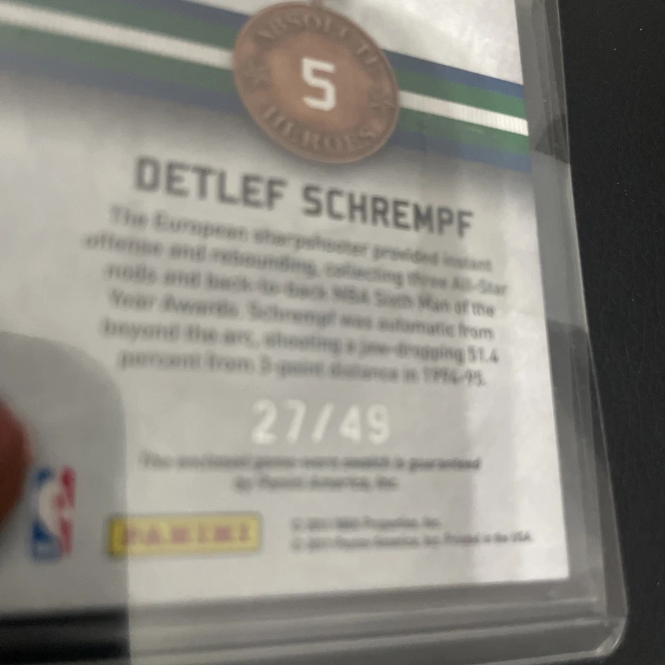 DETLEF SCHREMPF 2010-2011 Panini Auténticos Memorabilia JERSEY RELIQUIA/49 MAVS Foto 4 de 4