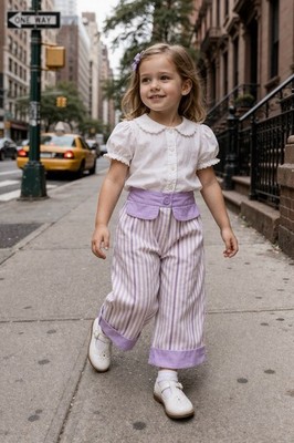 Baby Go Retro Vintage Pastel Seersucker Classic Trousers Pants Size 3T New USA