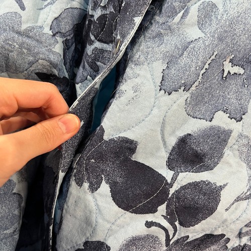 Giacca trapuntata donna Denim & Co. top cotone blu floreale taglia 1X - Foto 8 di 10