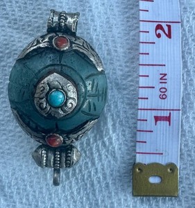 Price Lowered: Tibetan Nepalese Turquoise and Coral Pendant